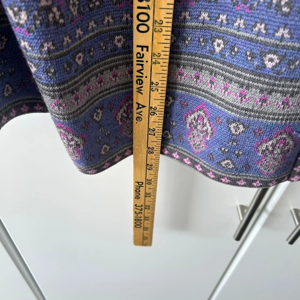 Pendleton Plus 2X Merino Wool Full Zip Cardigan Sweater Paisley Purple Blue